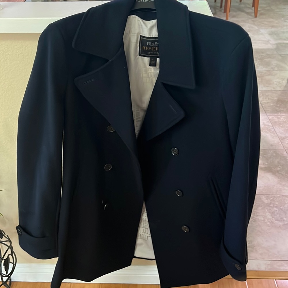 Jos. A. Bank Pea Coat In new condition navy blue